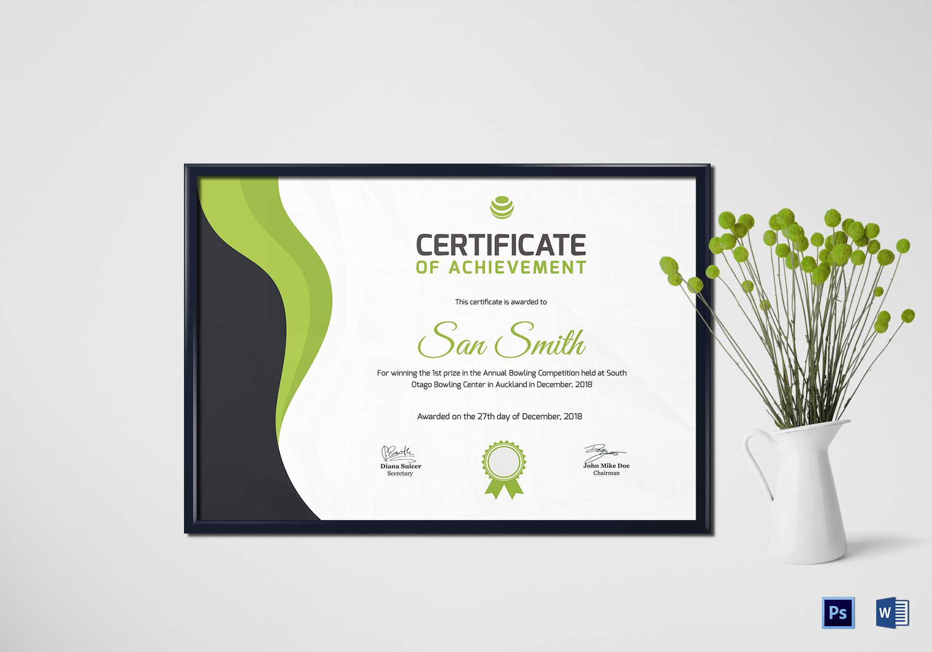 Simple Bowling Award Certificate Template With Regard To Award Certificate Design Template