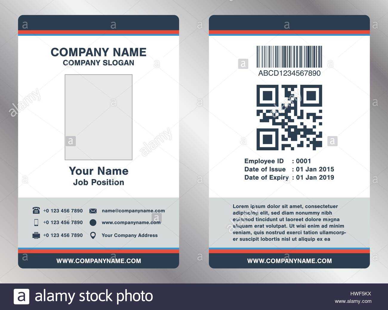 Simple Employee Business Name Card Template Vector Stock Inside Pvc Id Card Template
