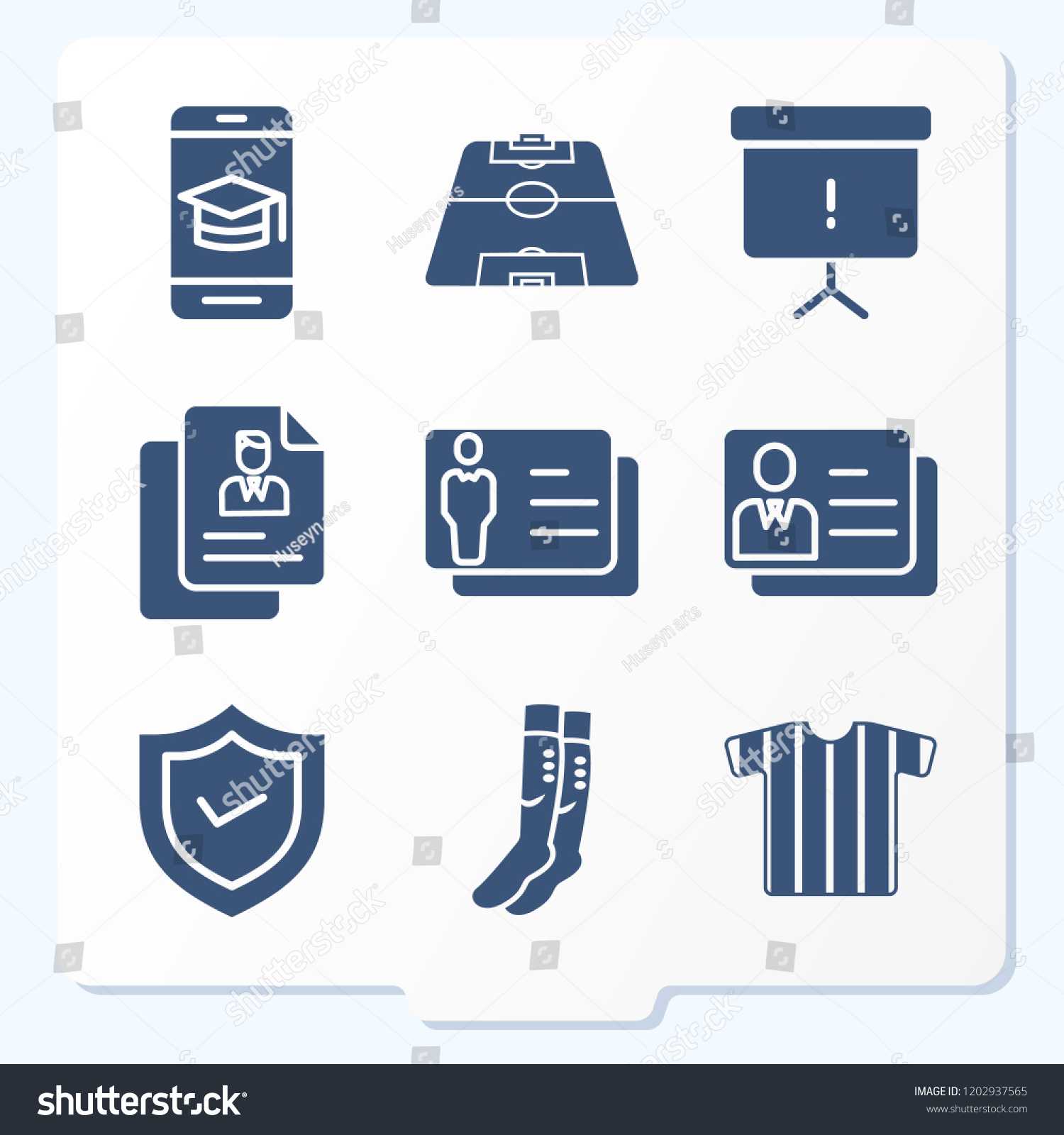 Simple Set 9 Icons Related Template | Royalty Free Stock Image Regarding Shield Id Card Template