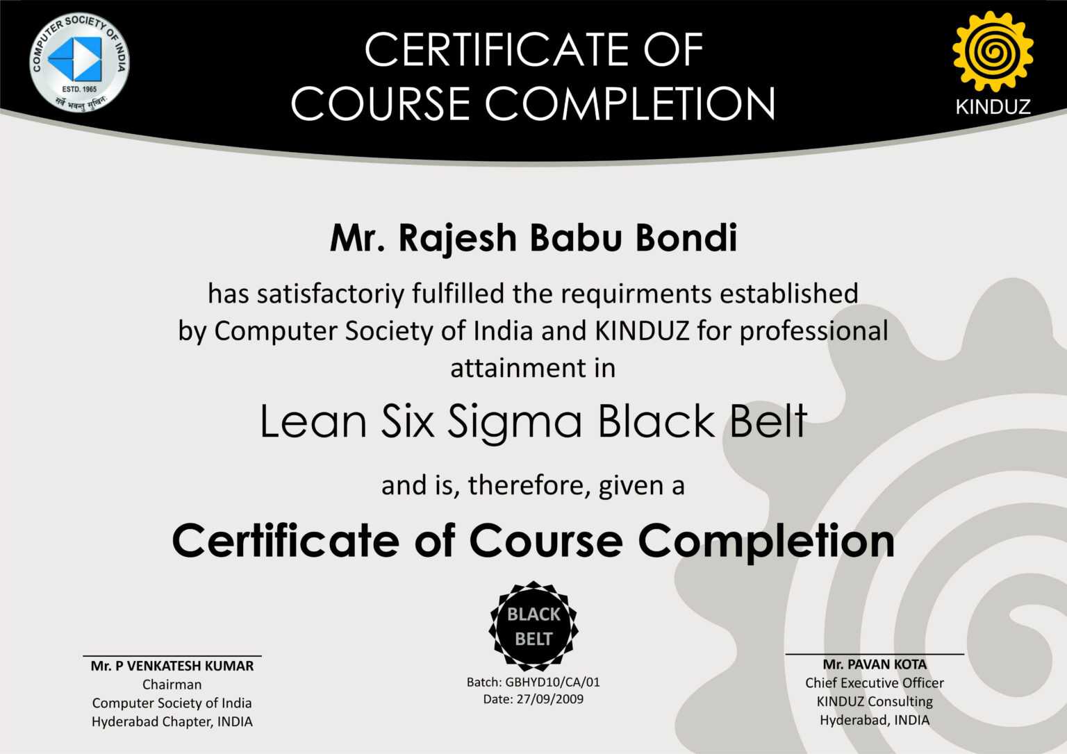 six sigma certificate