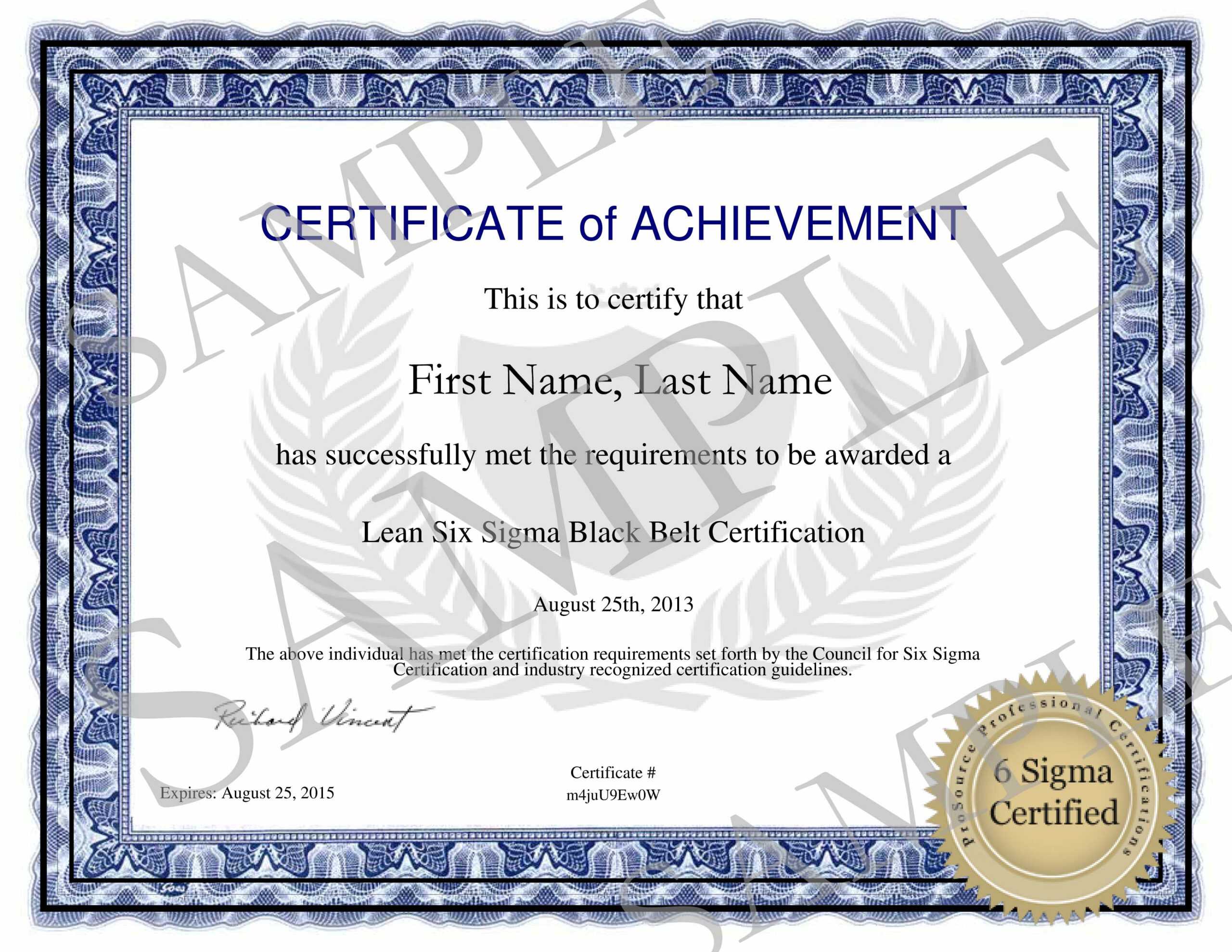 Six Sigma Green Belt Certification For Green Belt Certificate Template