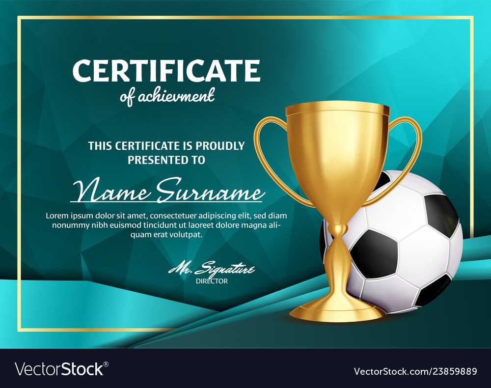 Soccer Certificate Diploma With Golden Cup With Soccer Award Certificate Templates Free