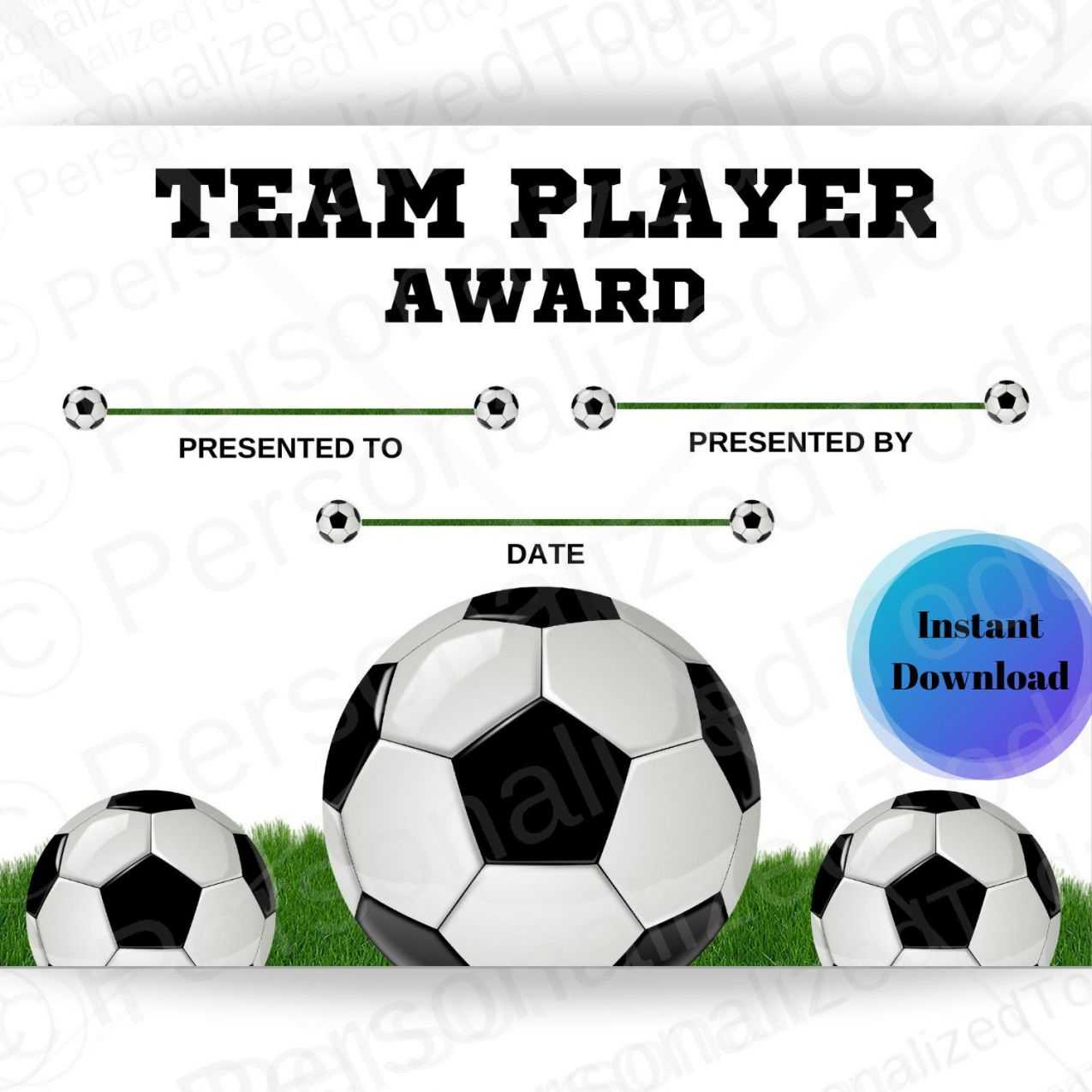 Soccer Certificate Printable Diy Sports Award Instant .. Intended For Softball Certificate Templates Free