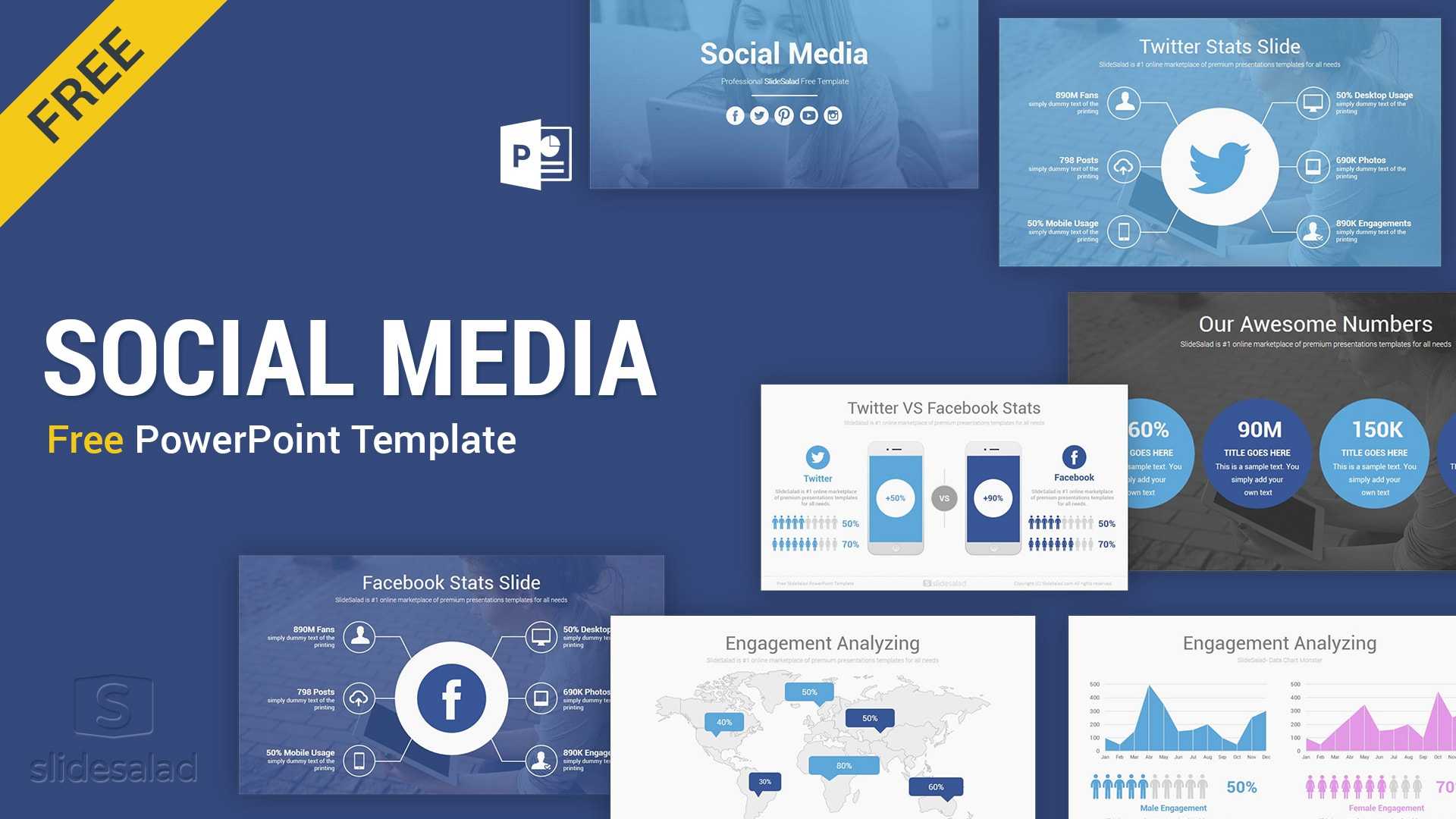Social Media Free Powerpoint Template Ppt Slides – Slidesalad Pertaining To Powerpoint Sample Templates Free Download