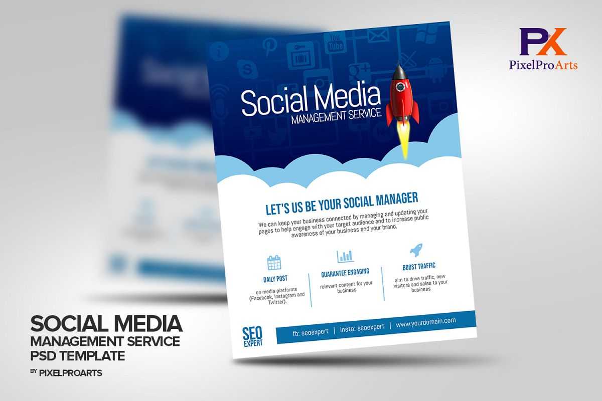 Social Media Management Service Flyer Template Within Social Media Brochure Template