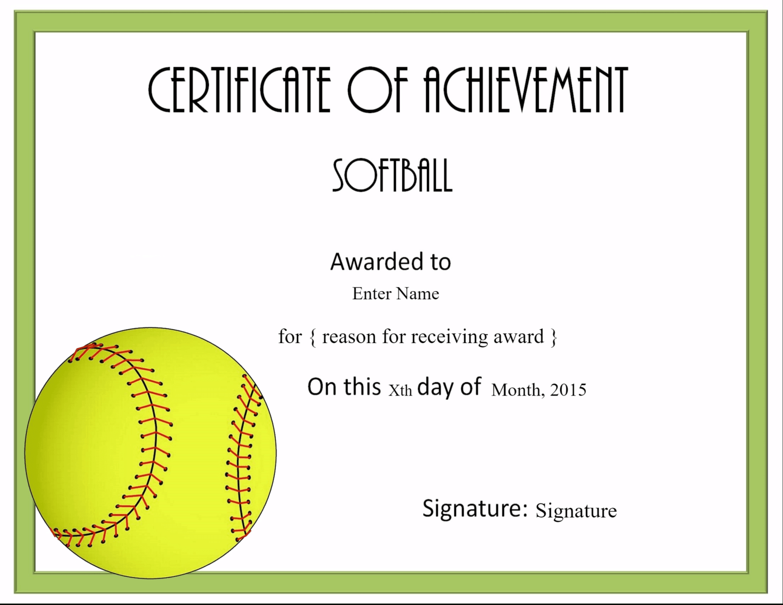 Softball Awards Throughout Softball Award Certificate Template Great