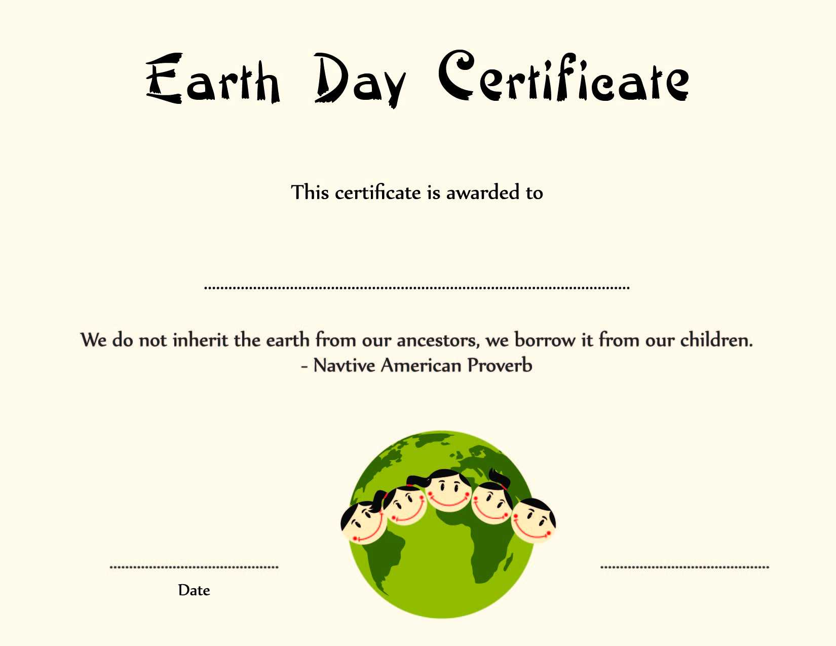 Special Certificates – Kids Earth Day Certificate Template With Player Of The Day Certificate Template