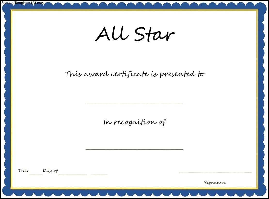 Sports – All Star Certificate Template – Sample Templates For Star Certificate Templates Free