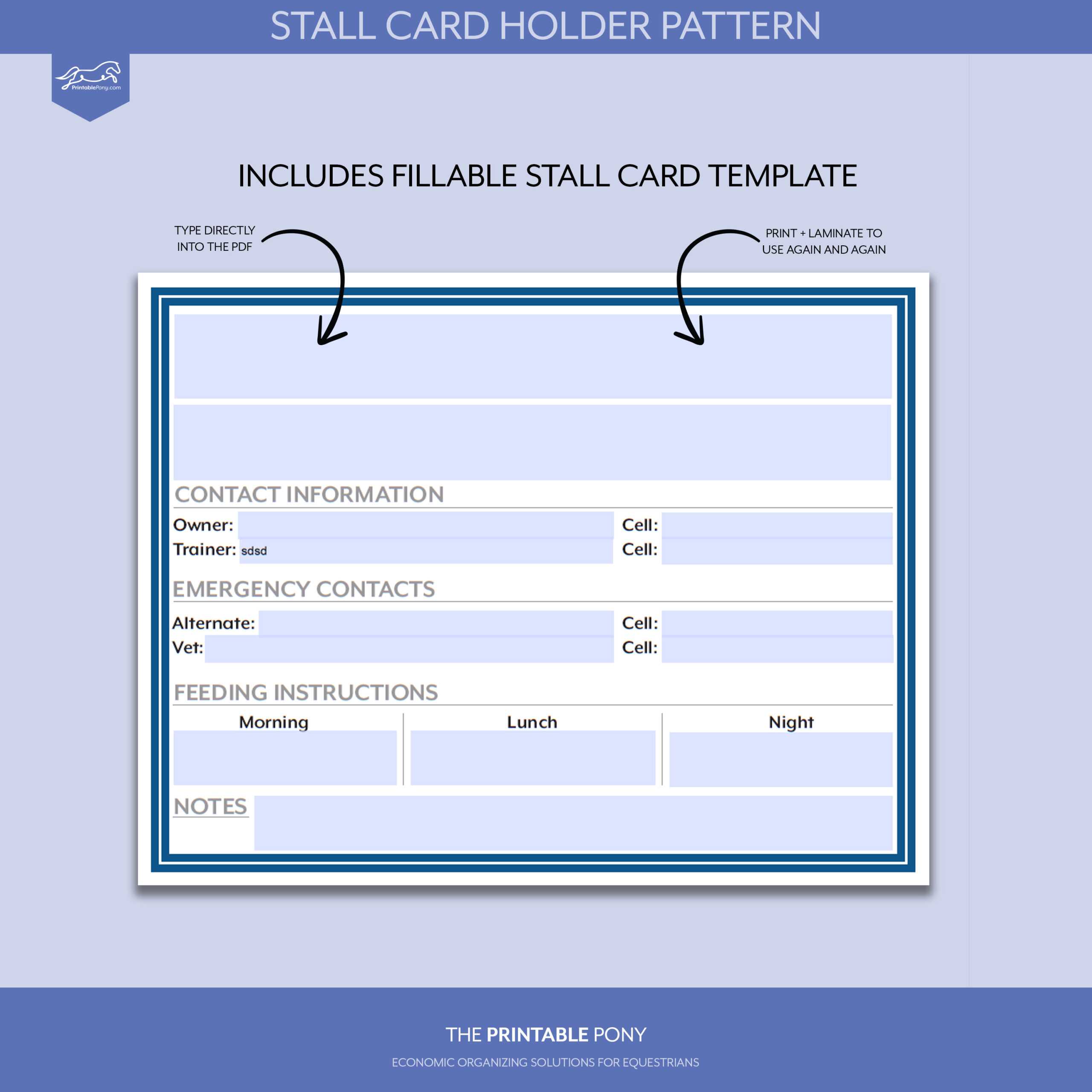 Stall Card Holder Pattern + Printable Stall Card Inside Horse Stall Card Template
