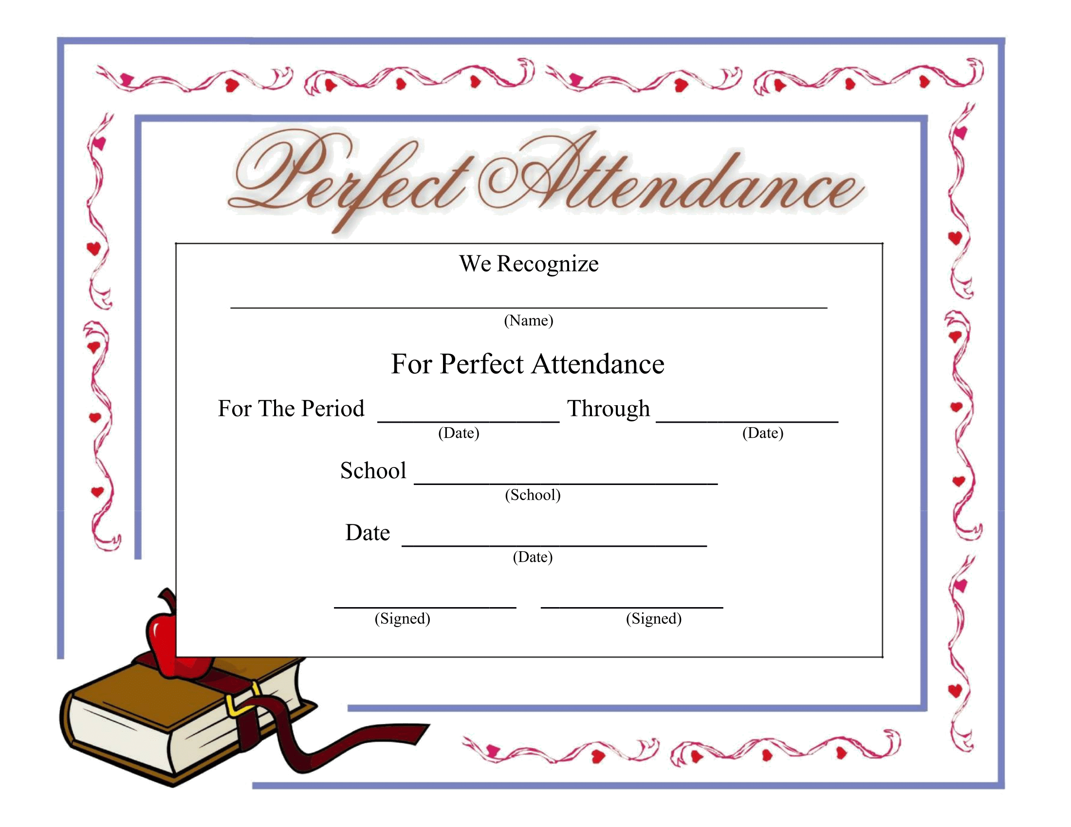 Stupendous Perfect Attendance Certificate Printable | Dora's In Vbs Certificate Template