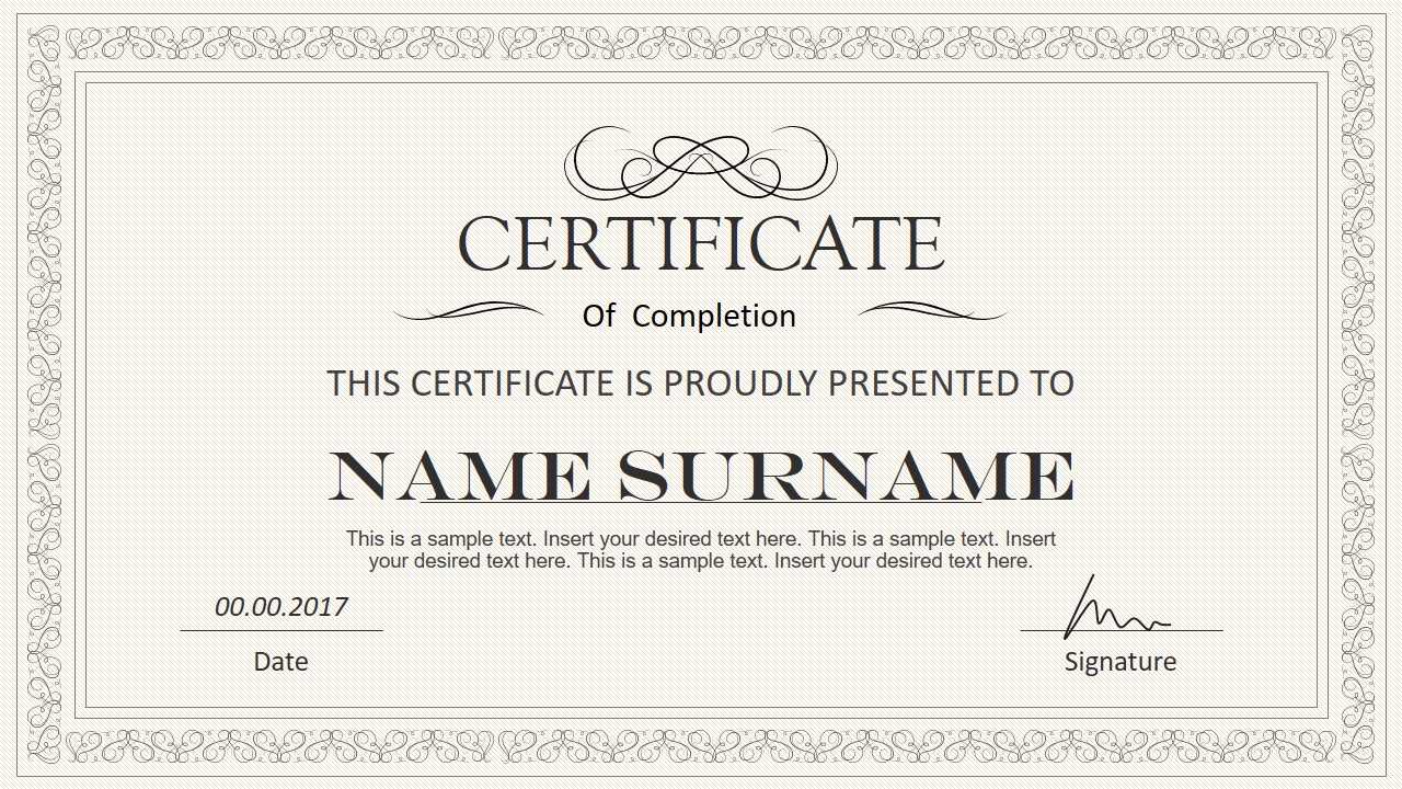 Stylish Certificate Powerpoint Templates With Regard To Award Certificate Template Powerpoint