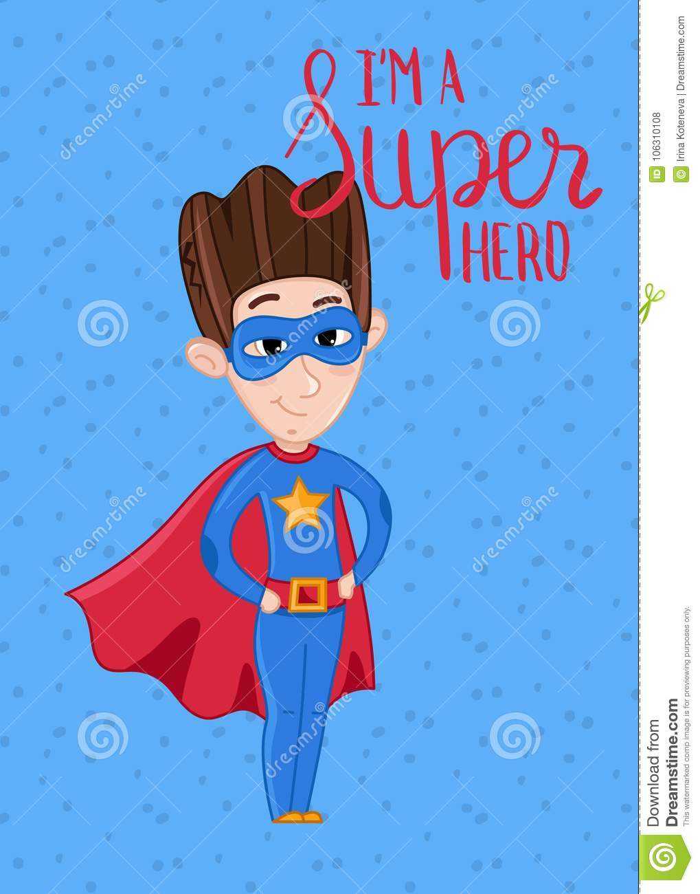 Super Hero Kids Postcard Template Stock Vector For Superman Birthday Card Template