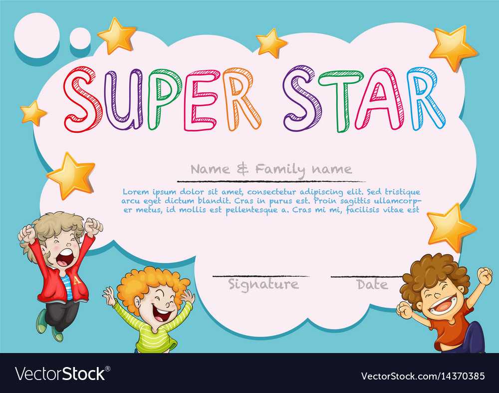 Super Star Award Template With Kids In Background For Star Of The Week Certificate Template