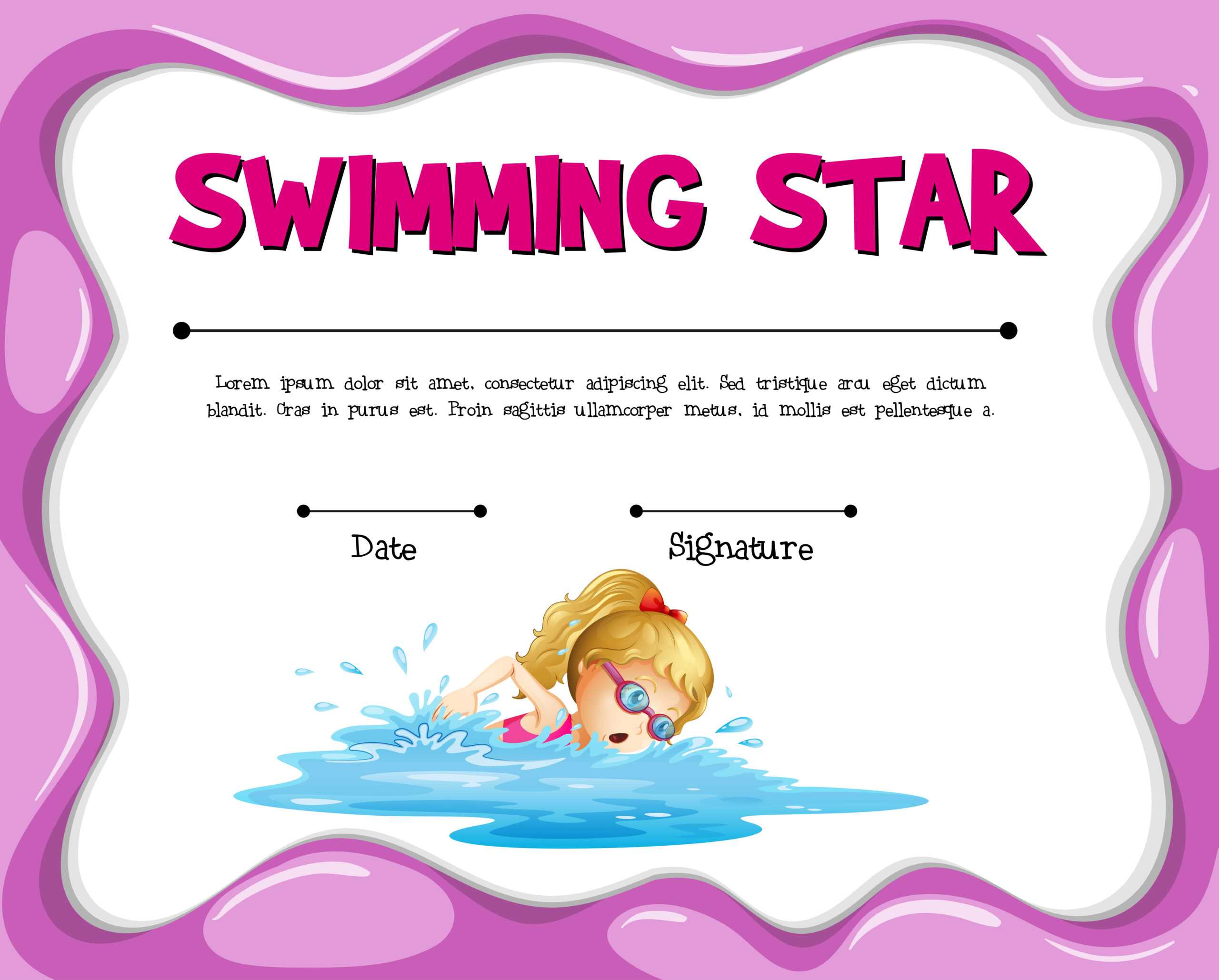 Swimming Certificate Free Vector Art – (8 Free Downloads) Pertaining To Swimming Award Certificate Template
