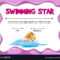 Swimming Star Certificate Template With Girl For Star Of The Week Certificate Template