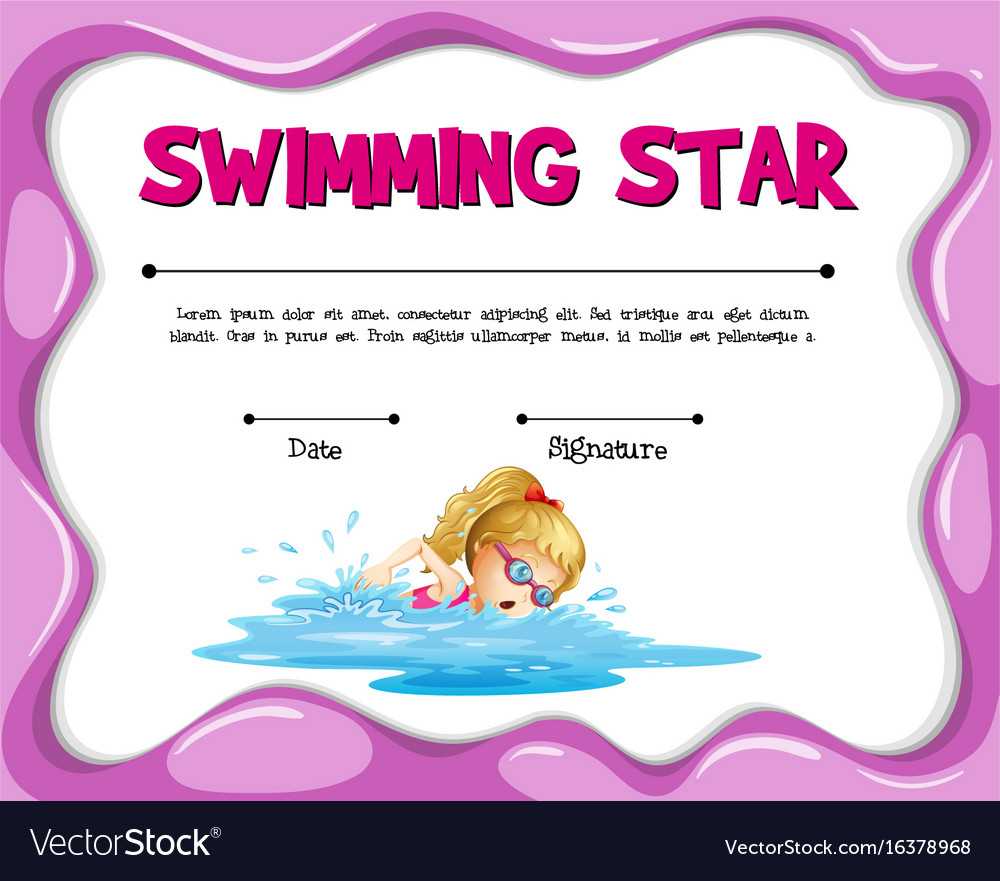 Swimming Star Certificate Template With Girl In Star Certificate Templates Free