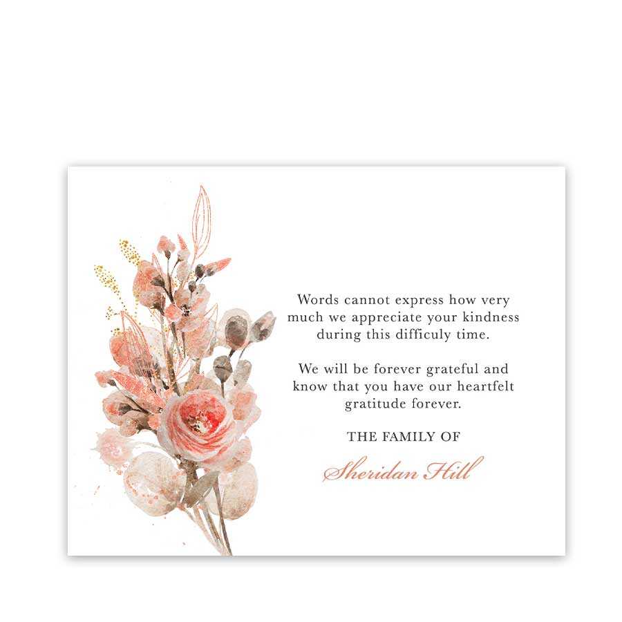 Sympathy Thank You Card Customized With Your Wording To Guests Intended For Sympathy Thank You Card Template