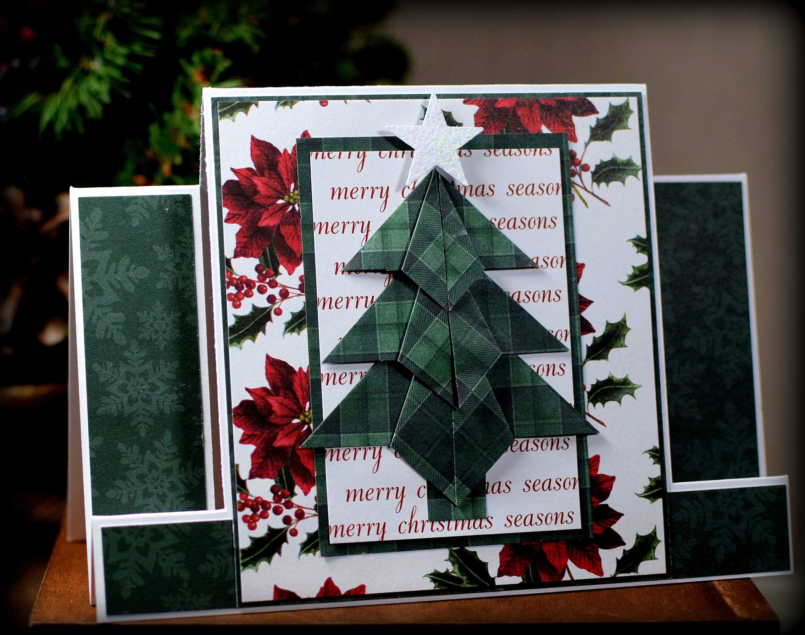 Tea Bag Fold Christmas Tree Center Step Card | I Played With Throughout Recollections Card Template