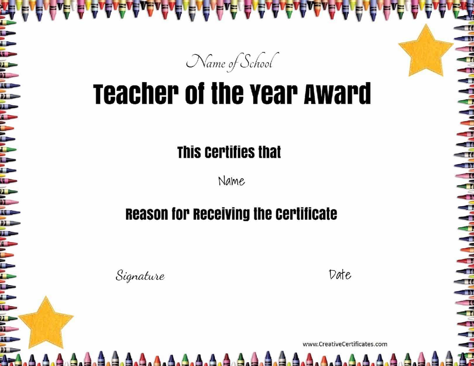 Teacher Of The Month Certificate Template – Tunu.redmini.co In Certificate Of Appearance Template