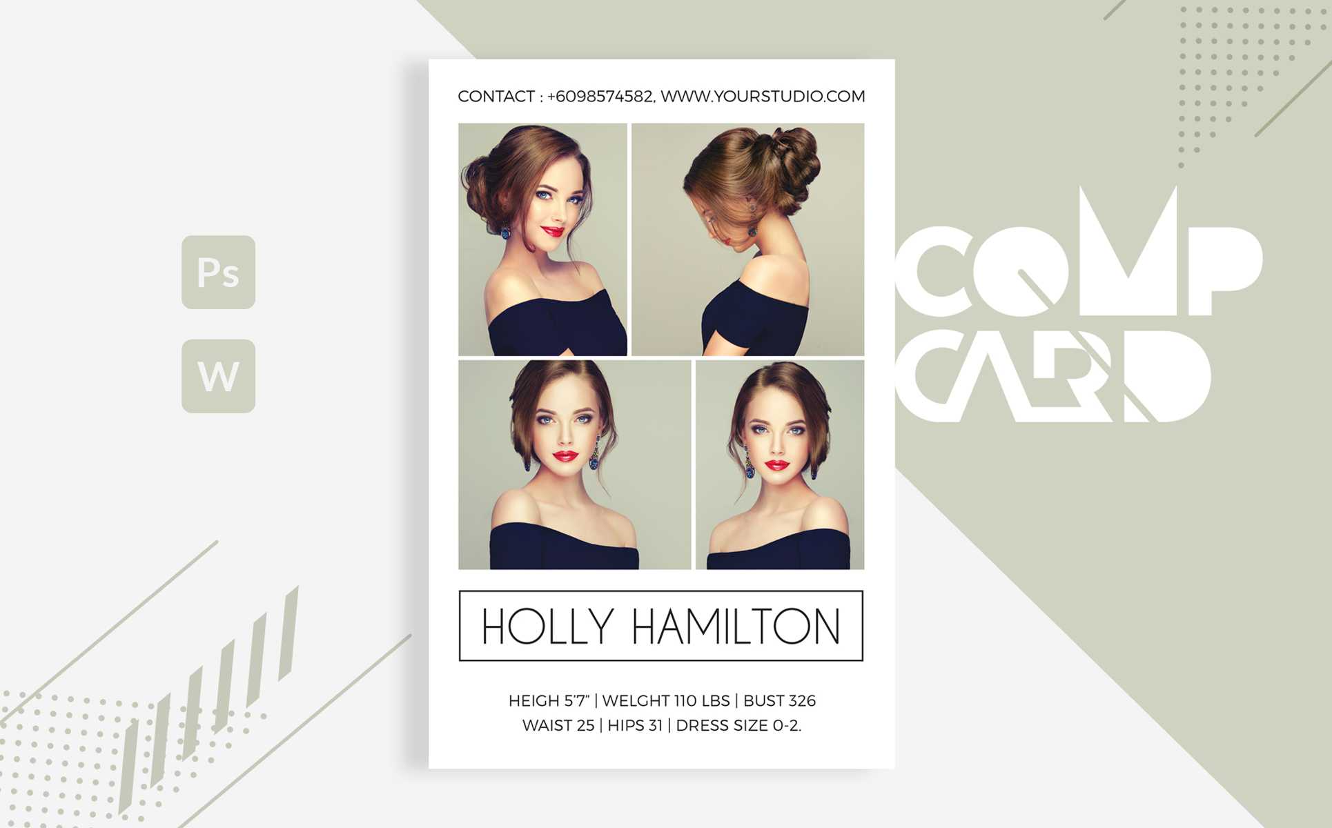 Template 83225 : Holly Hamilton – Modeling Comp Card Pertaining To Download Comp Card Template