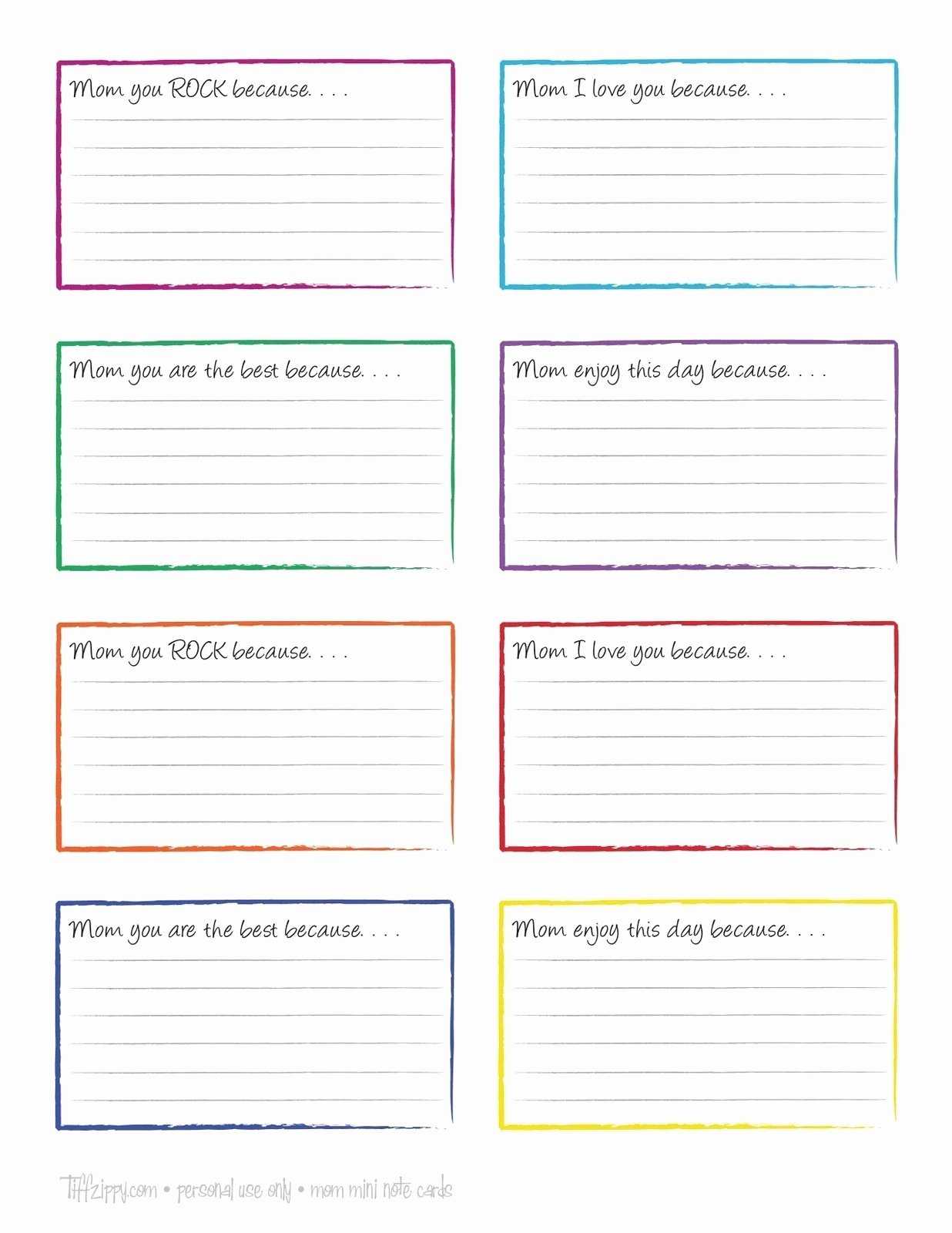 Template For Note Cards – Colona.rsd7 Within Blank Index Card Template