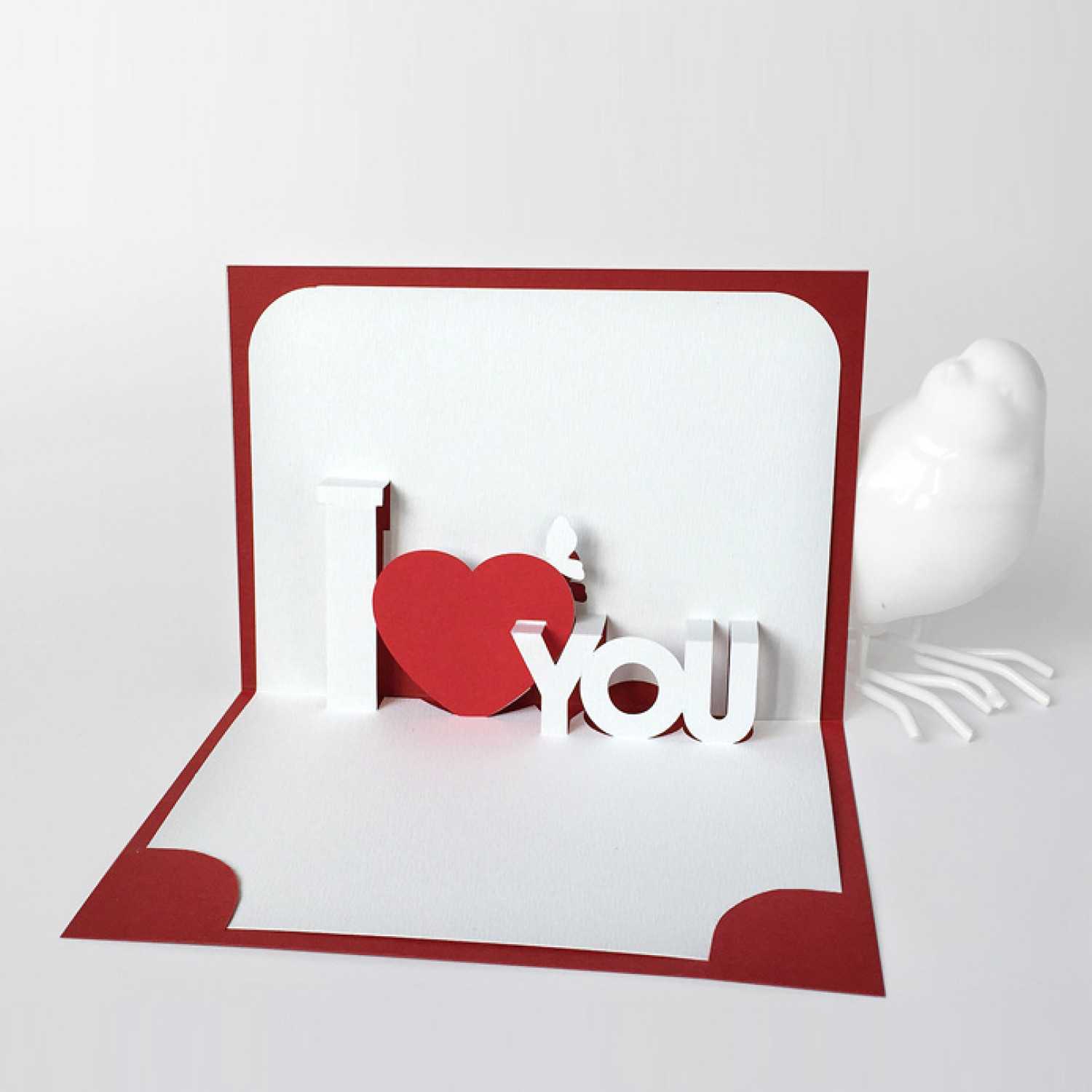 Template Pop Up Card «I Love You» With Free Printable Pop Up Card Templates