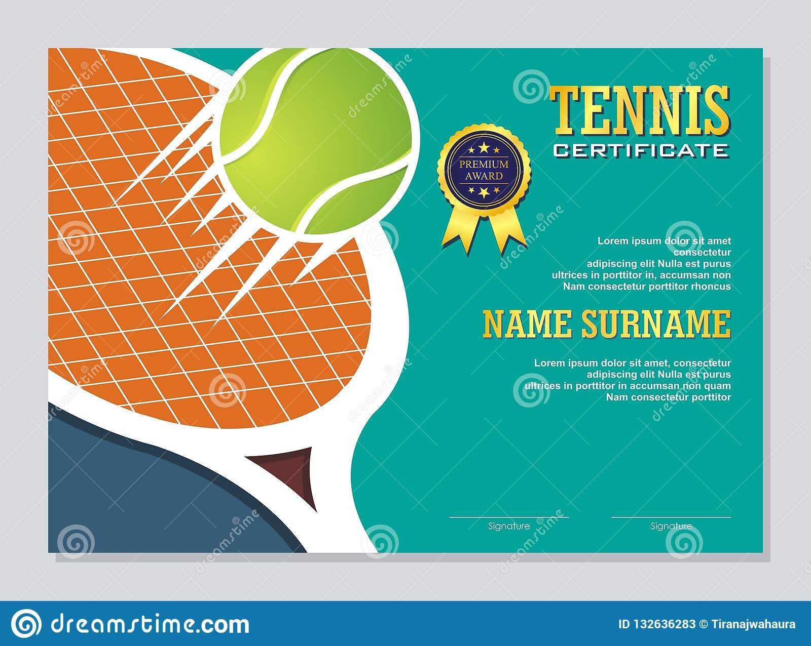 Tennis Certificate – Award Template With Colorful And For Tennis Certificate Template Free