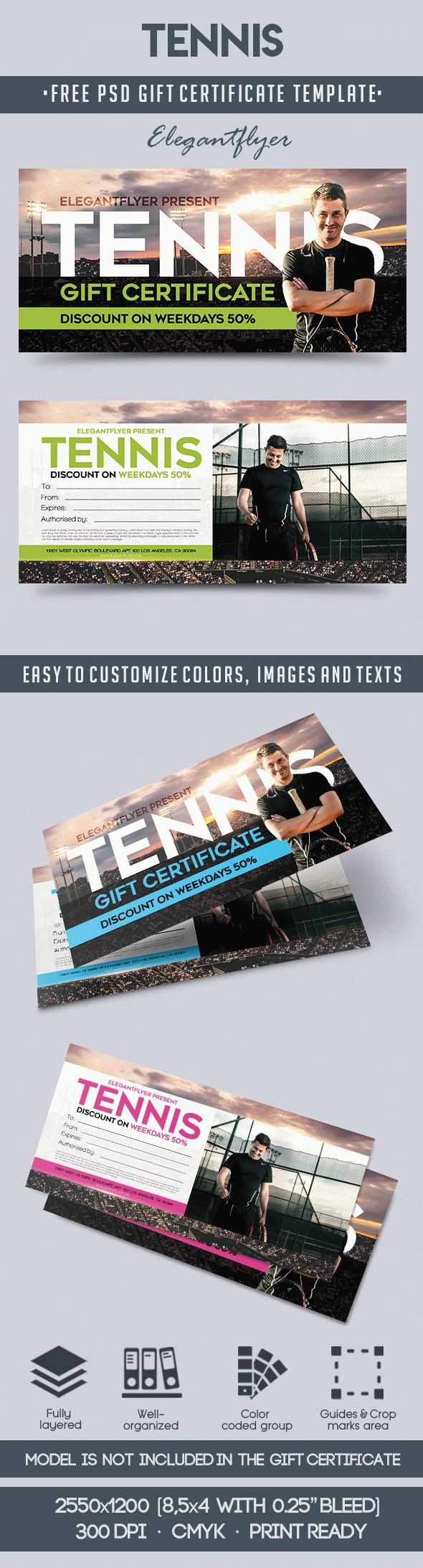 Tennis – Free Gift Certificate Psd Template –Elegantflyer In Tennis Gift Certificate Template