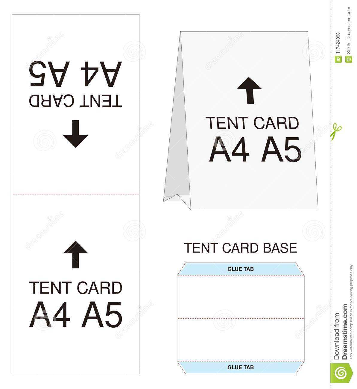 Tent Card A4 A5 Size Mock Up Die Cut Stock Vector Intended For Free Tent Card Template Downloads