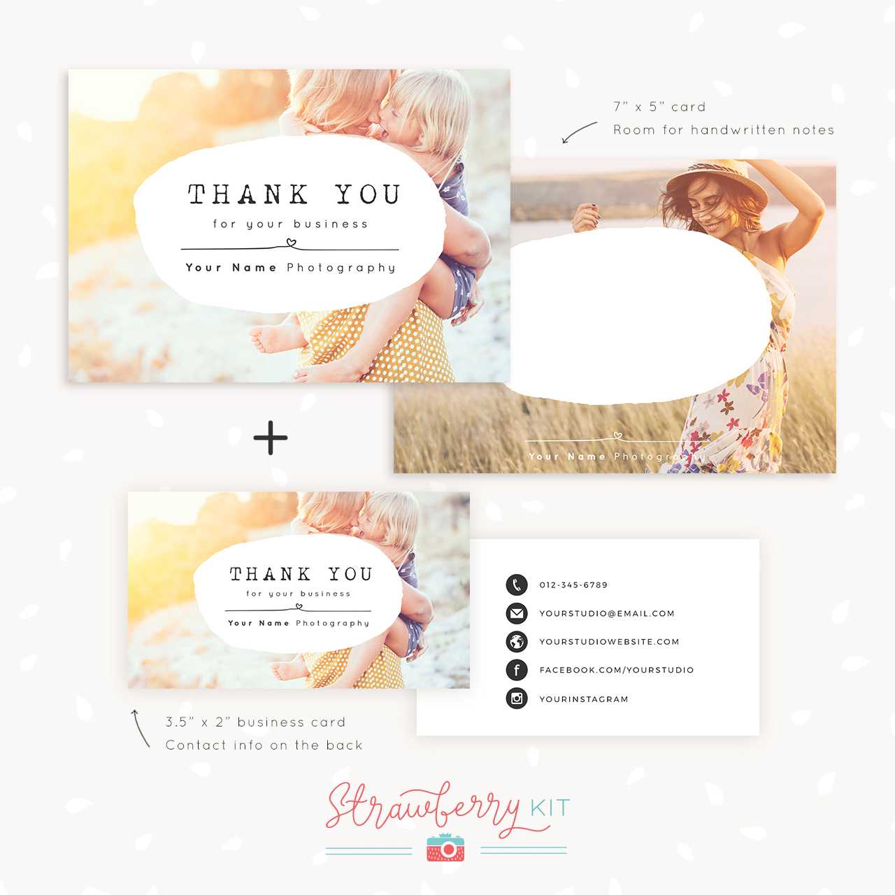 Thank You Note Card For Business | Set Of Two – Strawberry Kit With Thank You Note Cards Template