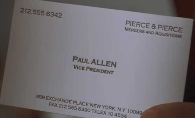 The Business Cards Of American Psycho | Hoban Cards within Paul Allen Business Card Template