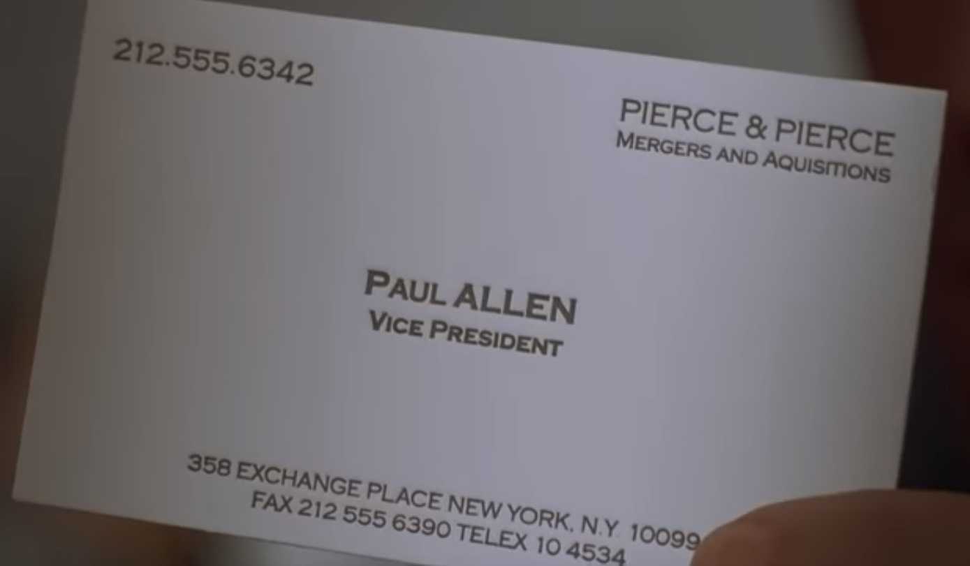 The Business Cards Of American Psycho | Hoban Cards Within Paul Allen Business Card Template