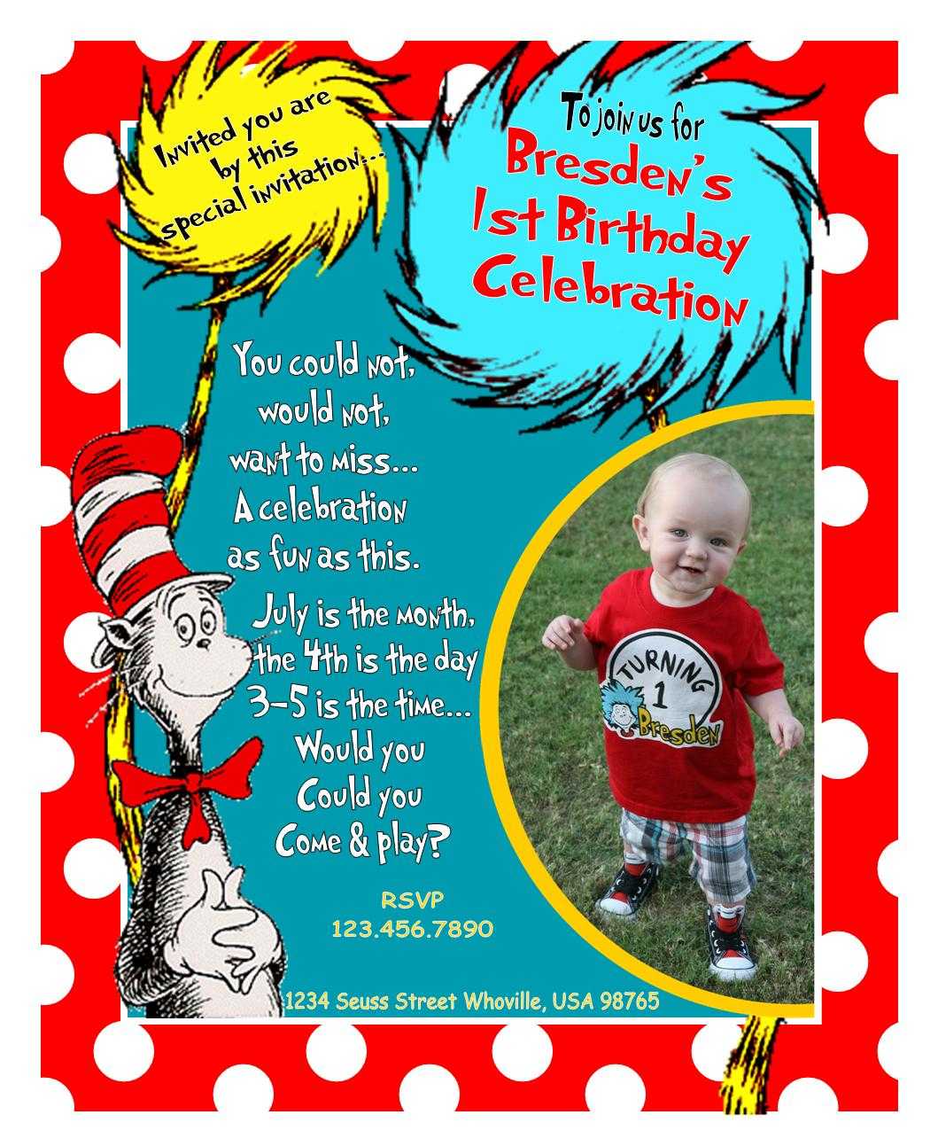 Tips Easy To Create Dr Seuss Birthday Invitations Designs Within Dr Seuss Birthday Card Template