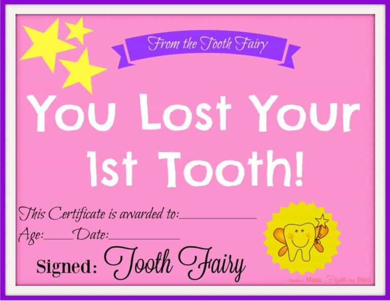 Tooth Fairy Certificate Template Free Intended For Tooth Fairy ...