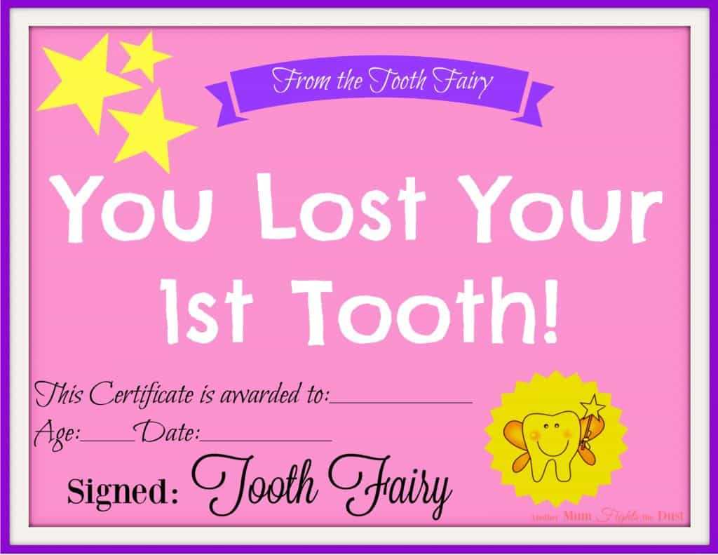 Tooth Fairy Certificate Template Free Intended For Tooth Fairy Certificate Template Free