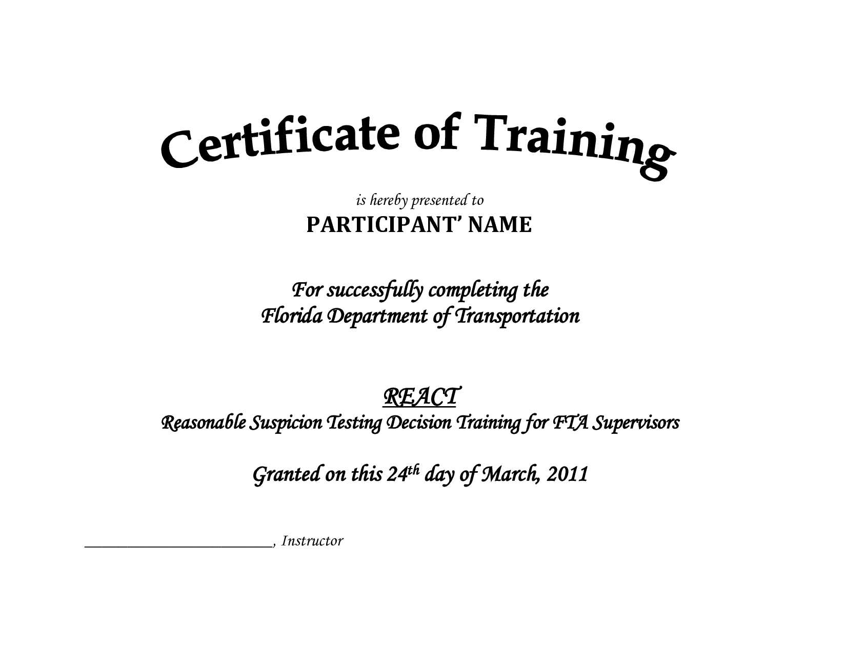 Training Certificate Template Doc – Printable Receipt Template For Army Certificate Of Completion Template