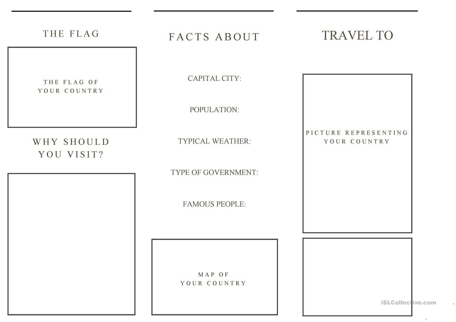 Travel Brochure Template And Example Brochure – English Esl Inside Country Brochure Template