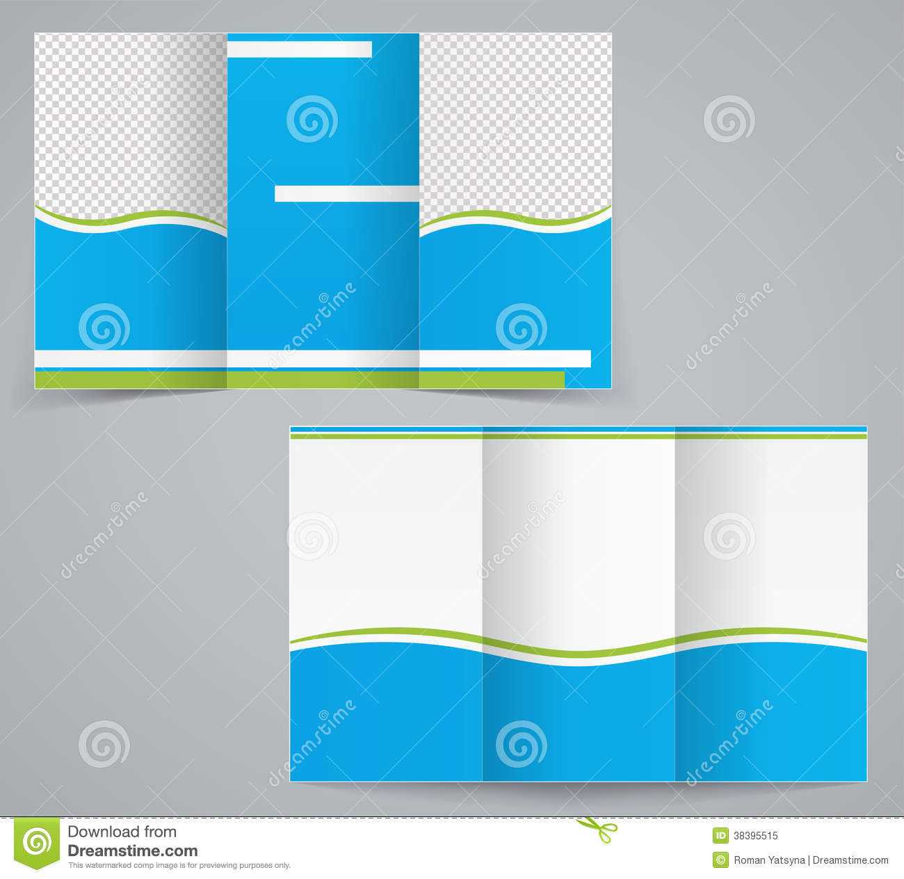 Tri Fold Business Brochure Template, Blue Design Stock In 6 Sided Brochure Template