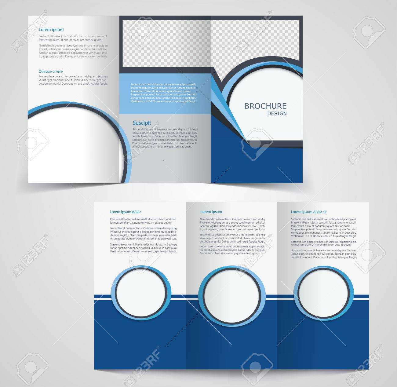 Tri Fold Business Brochure Template, Two Sided Template Design,.. With Regard To Double Sided Tri Fold Brochure Template