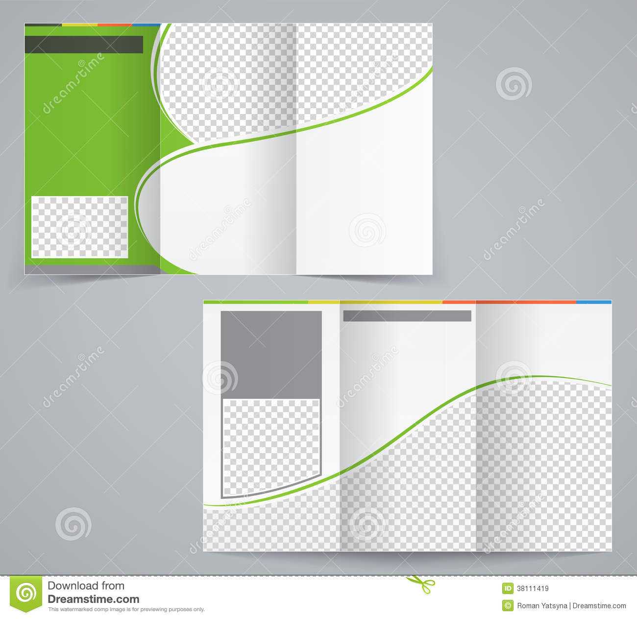Tri Fold Business Brochure Template, Vector Green Stock Inside 6 Sided Brochure Template