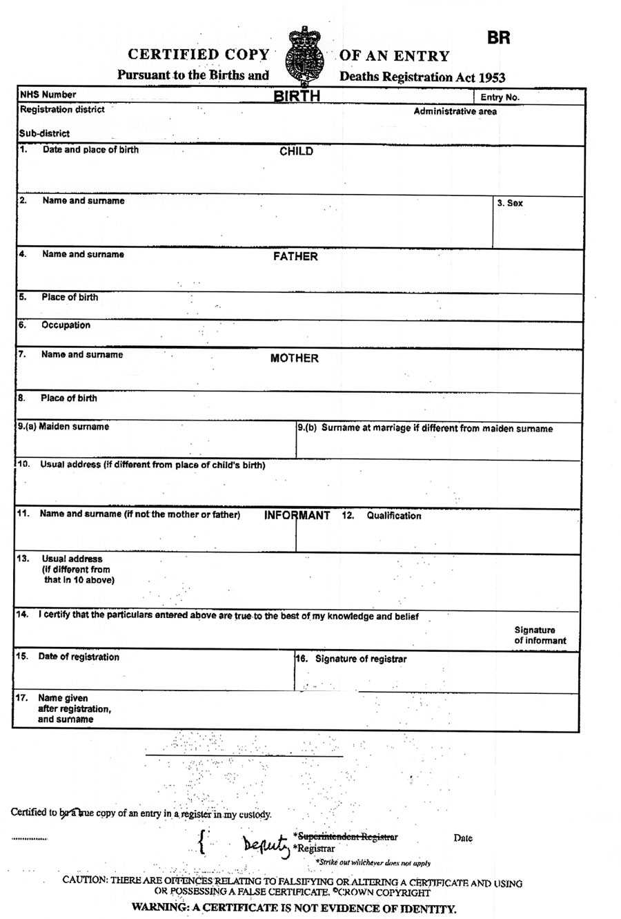 Uk Birth Certificate Wedding Document For Santorini Legal In Birth Certificate Template Uk