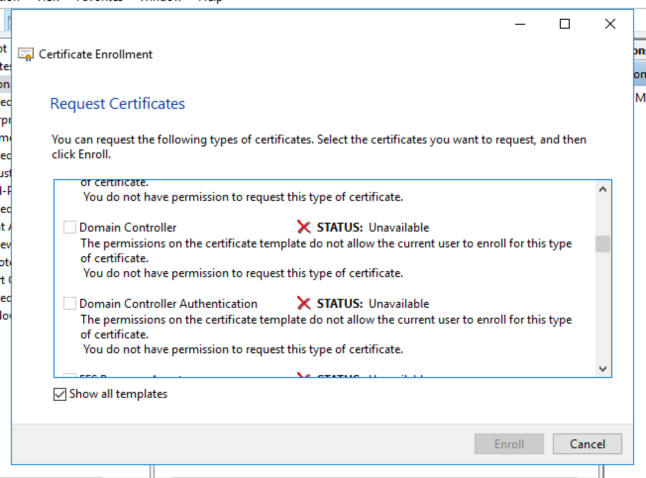 Unable To Request New Certificate From Nps Server Pertaining To Domain Controller Certificate Template