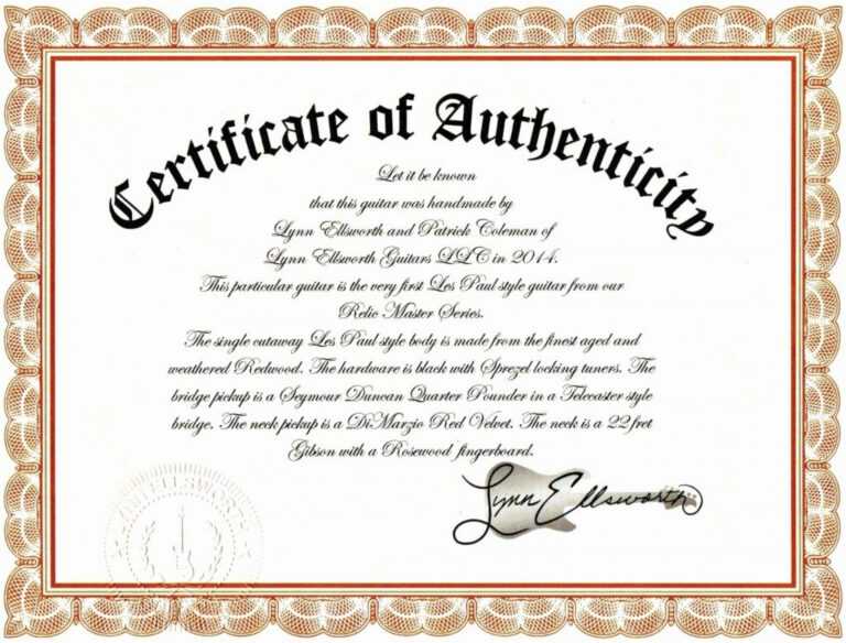 Unique Certificate Of Authenticity Template Free Ideas Fine Throughout ...