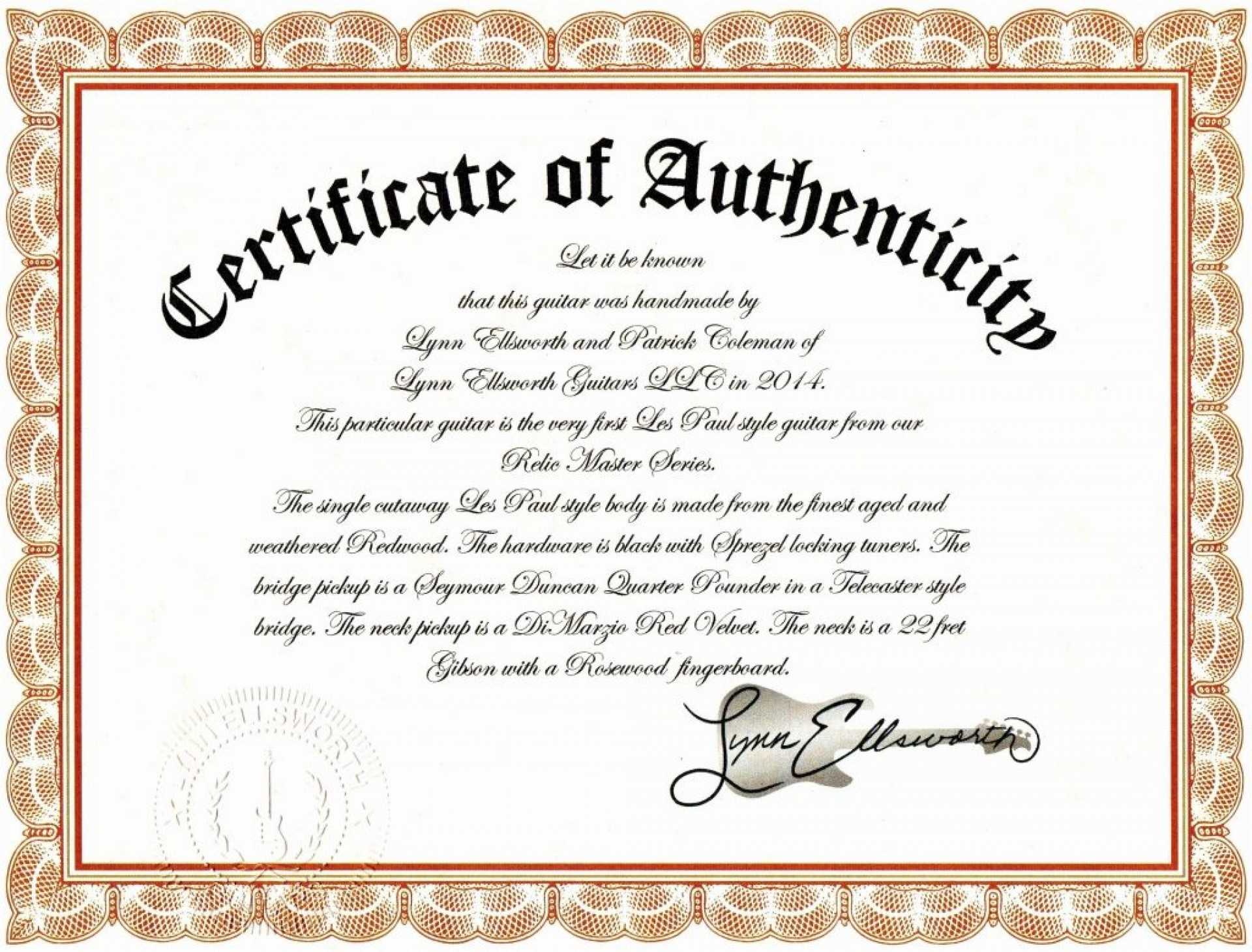 Unique Certificate Of Authenticity Template Free Ideas Fine Throughout Certificate Of Authenticity Photography Template