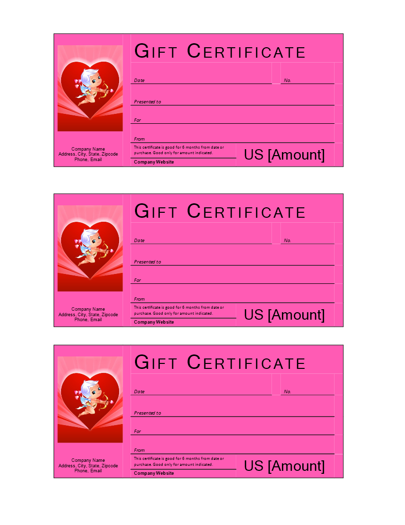 Valentine Gift Certificate With Cash Value | Templates At Regarding Pink Gift Certificate Template