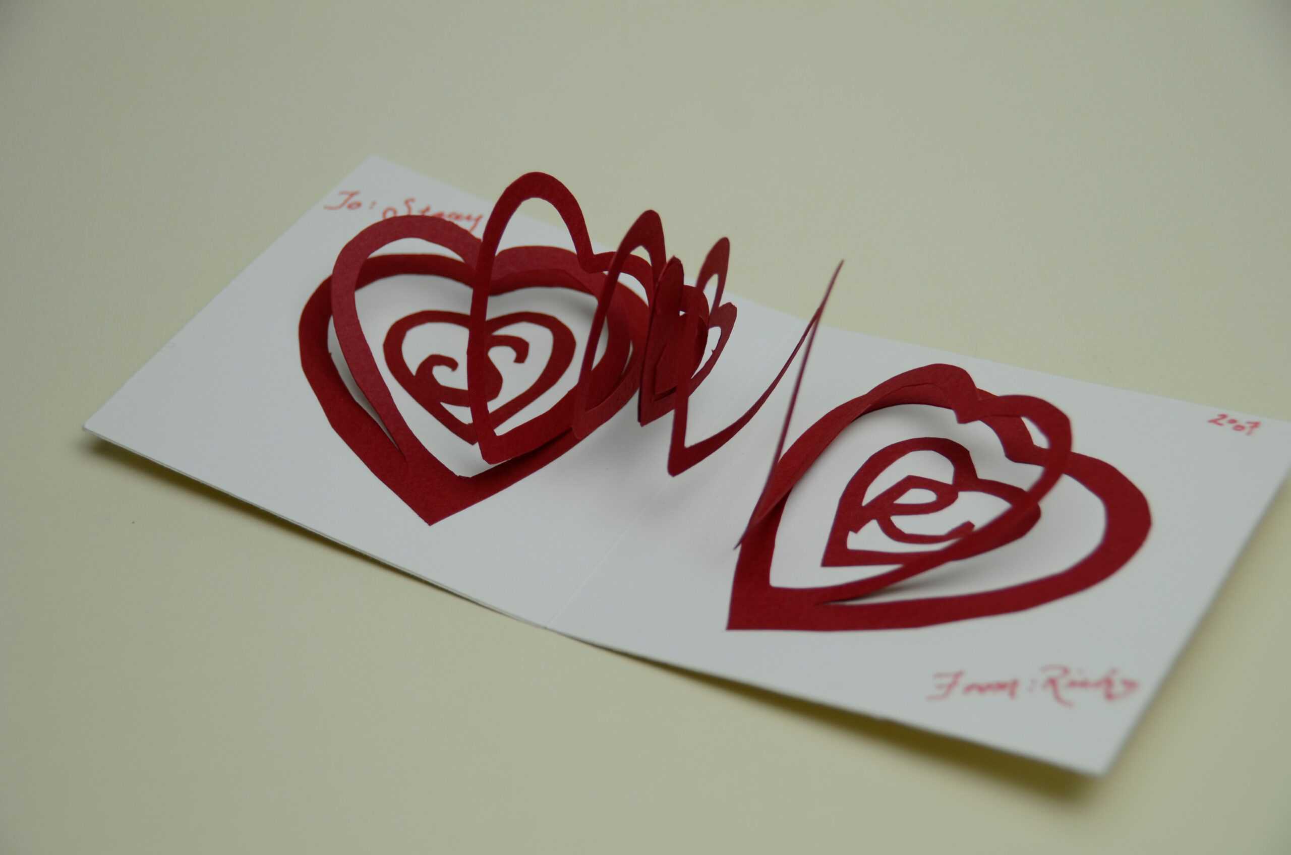 Valentine's Day Pop Up Card: Spiral Heart Tutorial Inside 3D Heart Pop Up Card Template Pdf