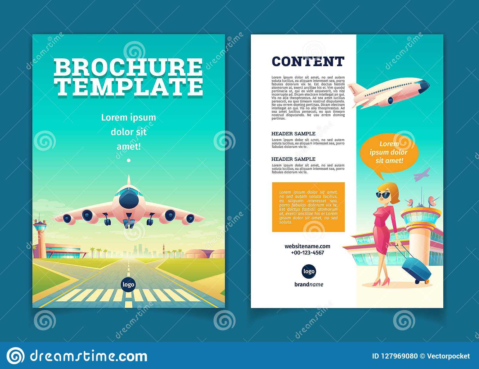 Vector Brochure With Airplane Takeoff, Tourism Booklet Stock Within Travel And Tourism Brochure Templates Free