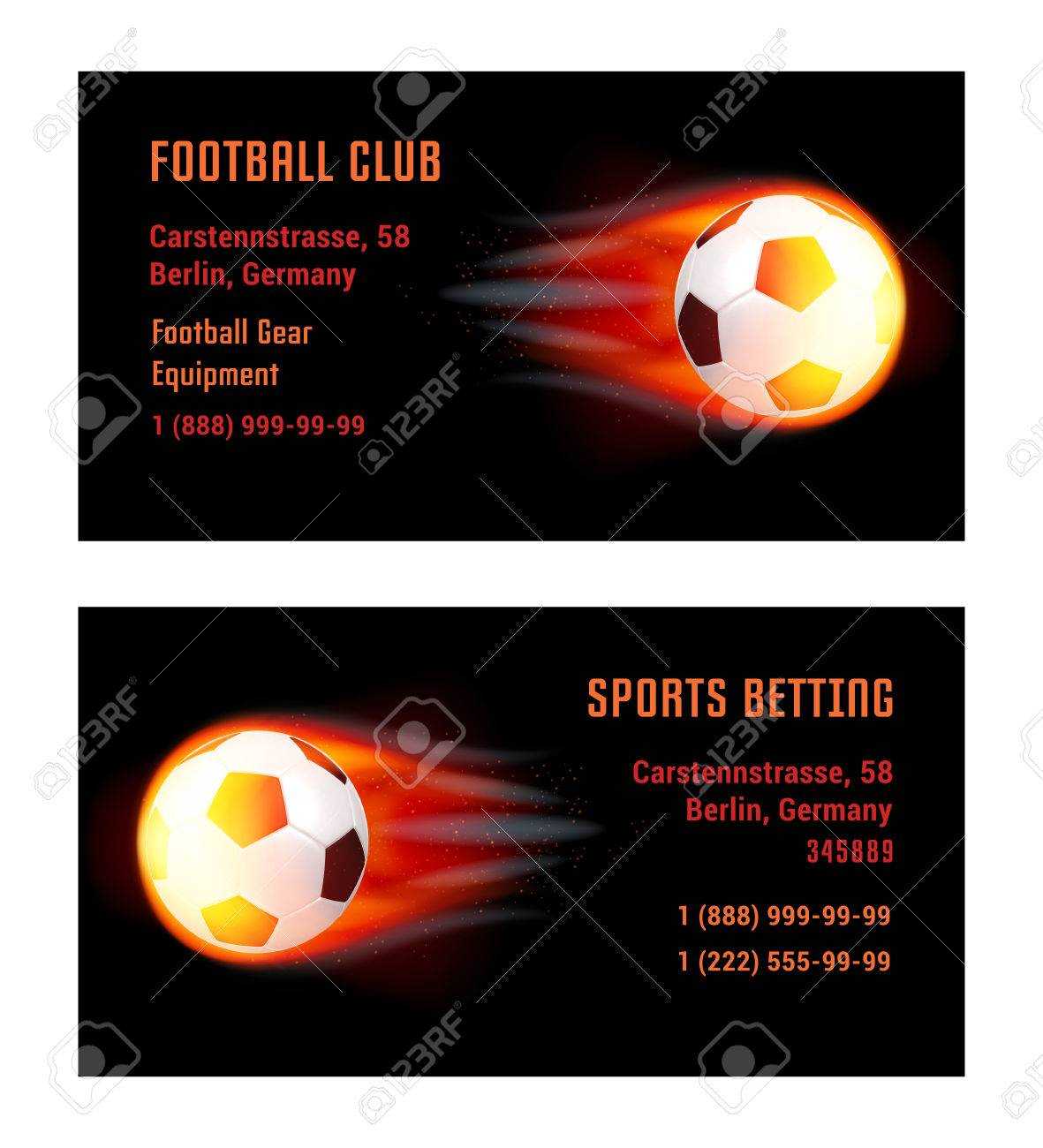 Vector Card Football Ball With Fire. Template For Football Club.. For Football Betting Card Template