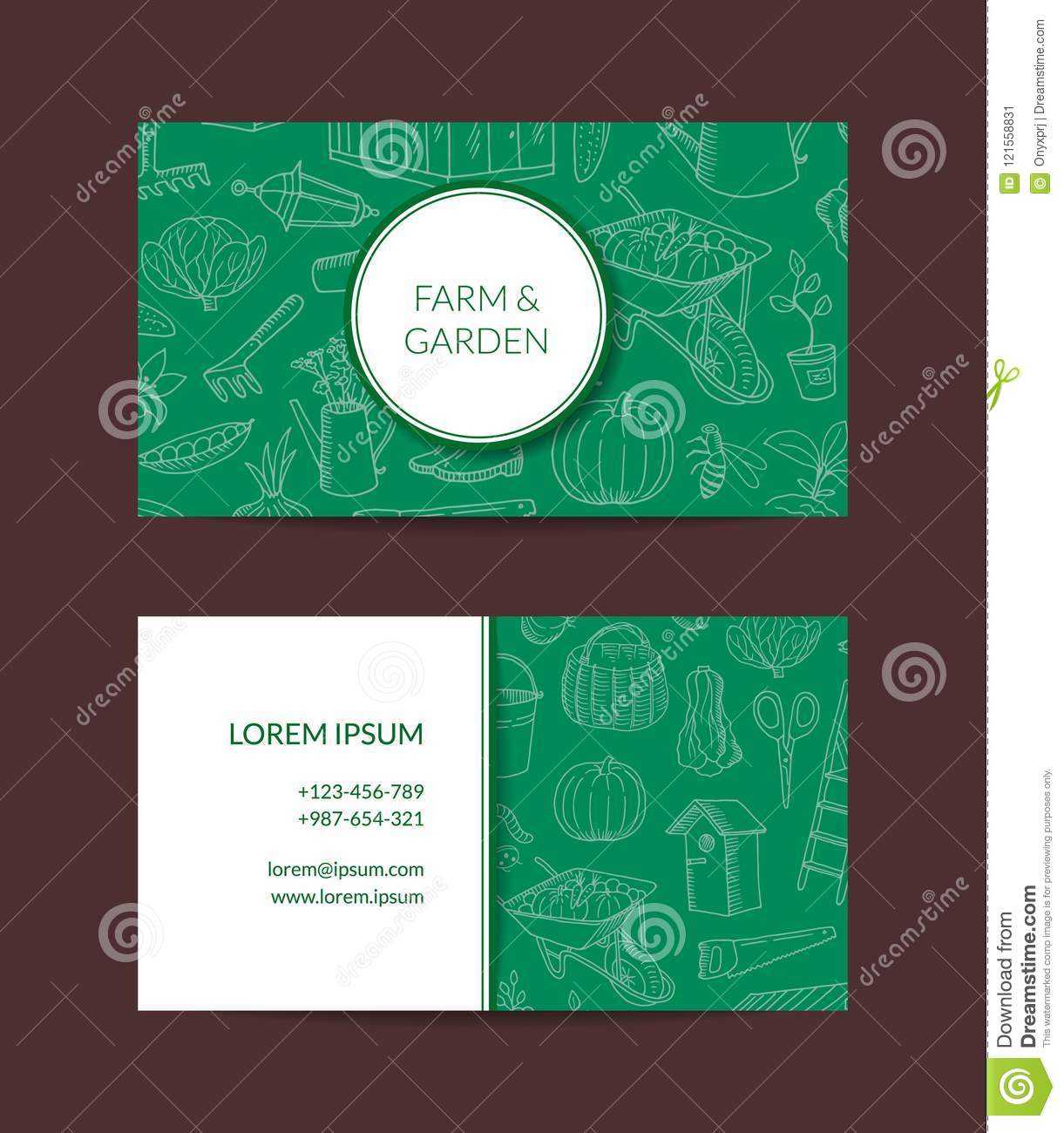 Vector Gardening Doodle Icons Business Card Stock Vector Regarding Gardening Business Cards Templates