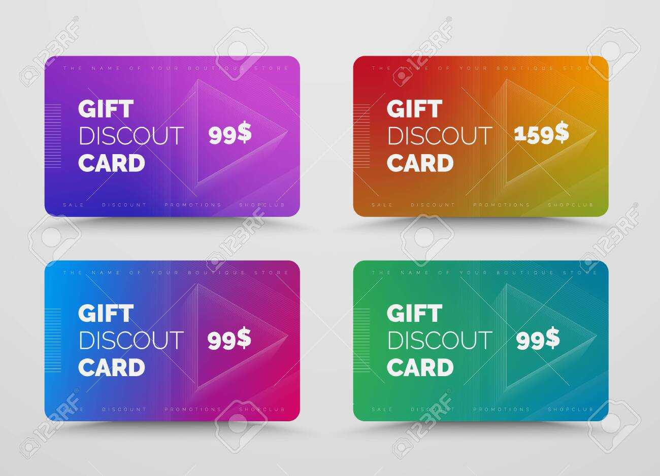 Vector Gift Card Design With Soft Blended Gradients And Voluminous.. Inside Credit Card Templates For Sale